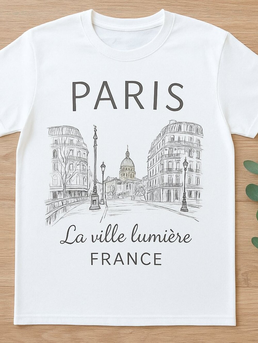Paris La Ville Lumière France Vintage Sketch Graphic Tee Chic